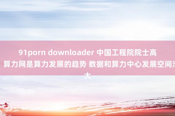 91porn downloader 中国工程院院士高文：算力网是算力发展的趋势 数据和算力中心发展空间浩大
